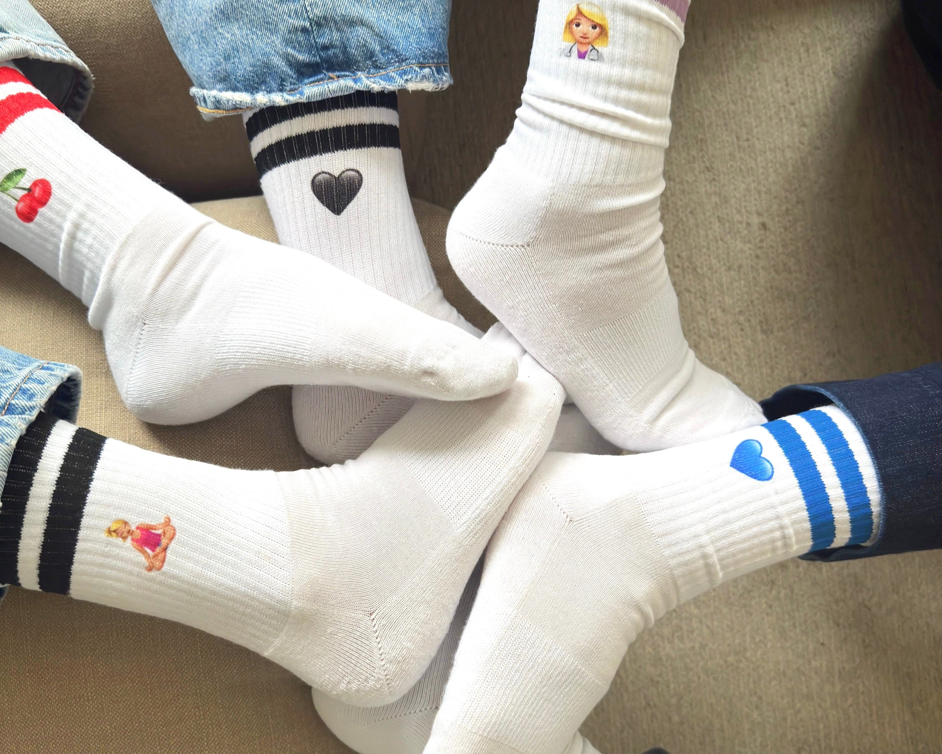 custom sports socks with monogram initials logo picture personalised brand branding emoji