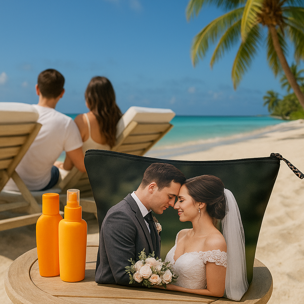 make-up bag pouch custom made printed personalised picture wedding baby kids family gift photo dog cat