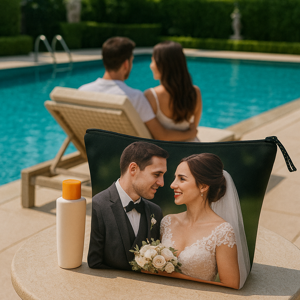 make-up bag pouch custom made printed personalised picture wedding baby kids family gift photo dog cat