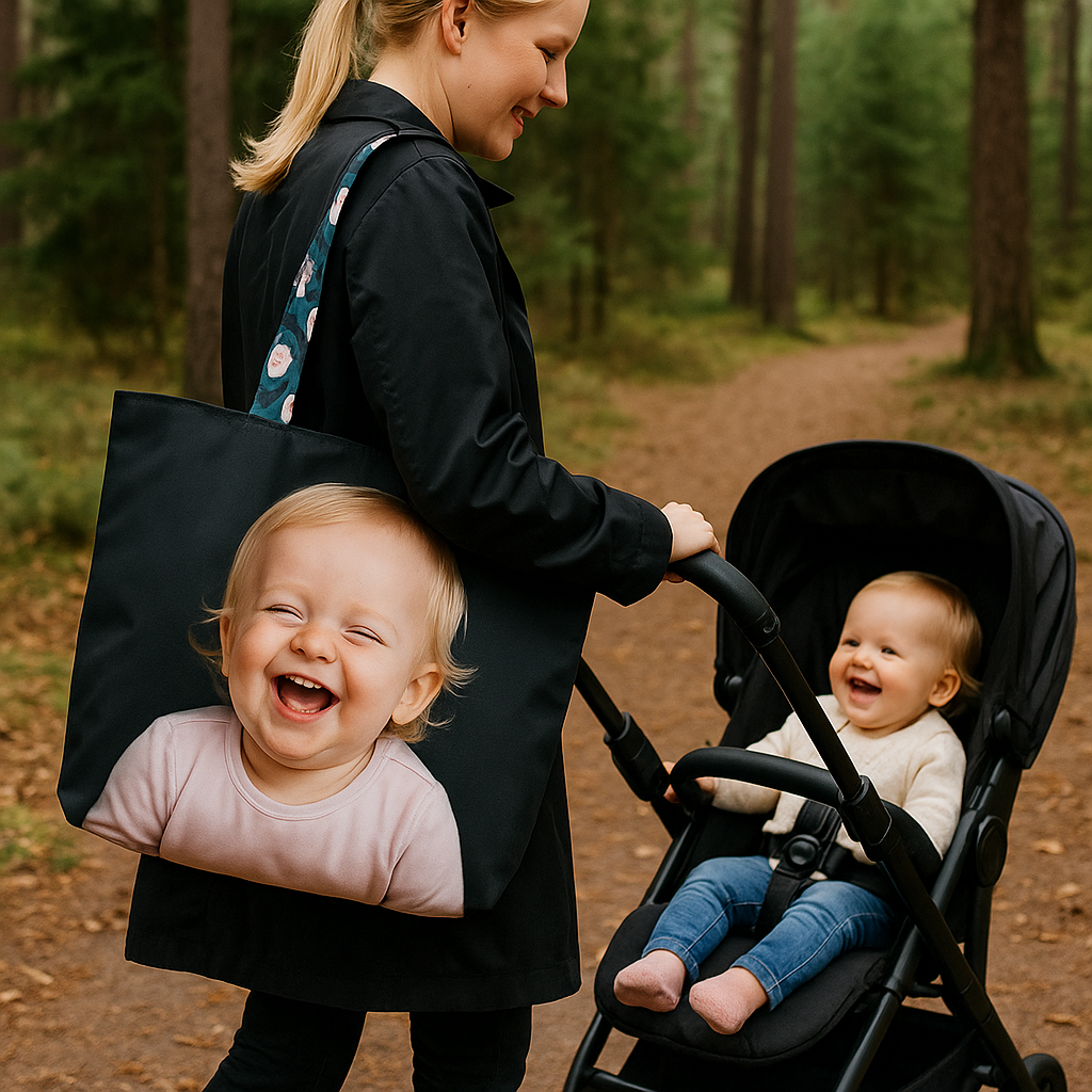 beach bag personalised with picture baby