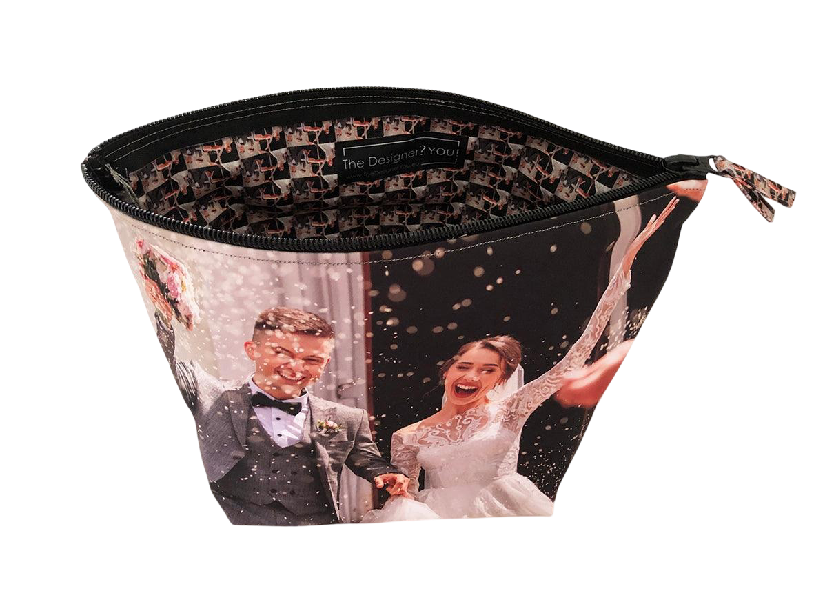 make-up bag pouch custom made personalised picture wedding baby kids family gift photo dog cat
