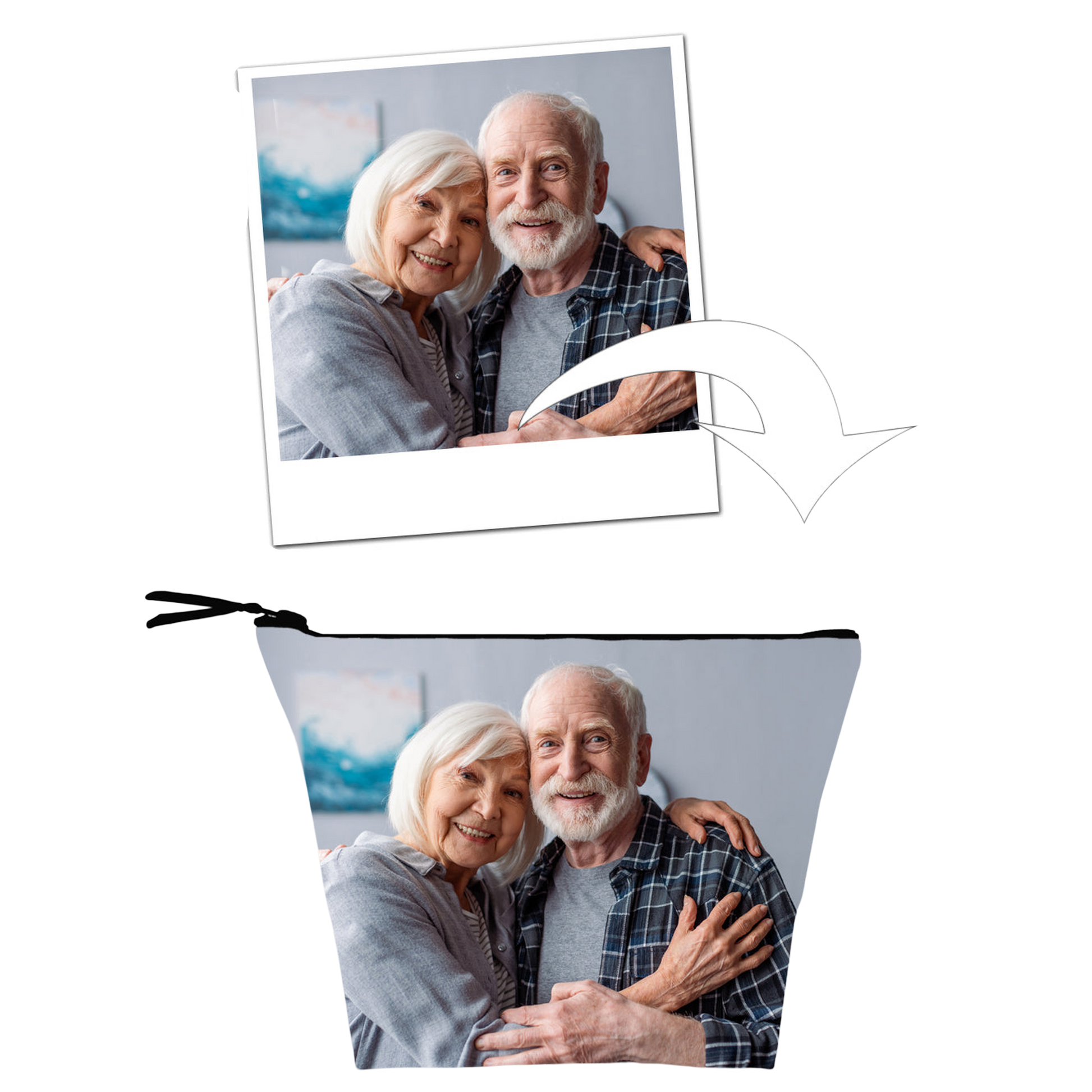 toiletry bag personalised custom with a printed photo