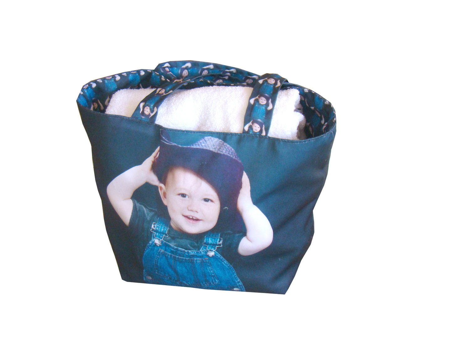beach bag personalised with picture kids