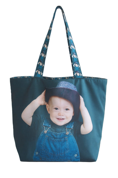 beach bag personalised with picture kids