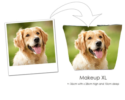 toiletry bag pouch personalised custom with a printed photo dog