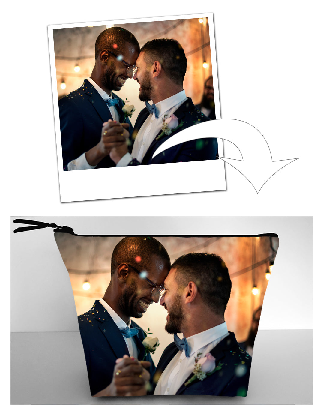 toiletry bag personalised custom with a printed photo